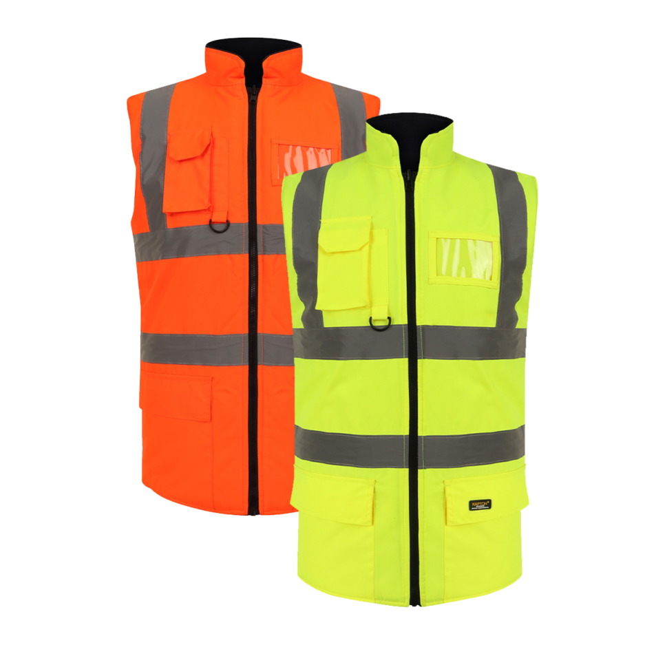 HIGH VISIBILITY PADDED REVERSIBLE BODY WARMER