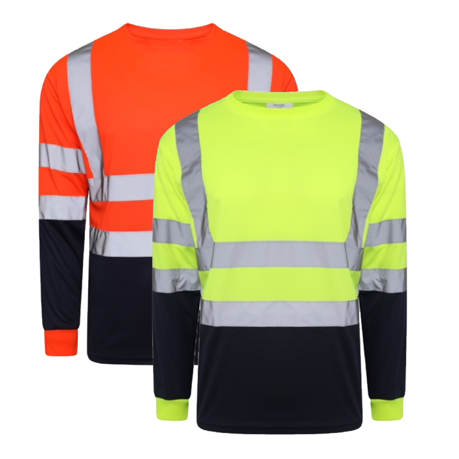 HIGH VISIBILITY TWO-TONE LONG SLEEVE CREW NECK T-SHIRT