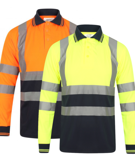 HIGH VISIBILITY TWO-TONE LONG SLEEVE POLO SHIRT