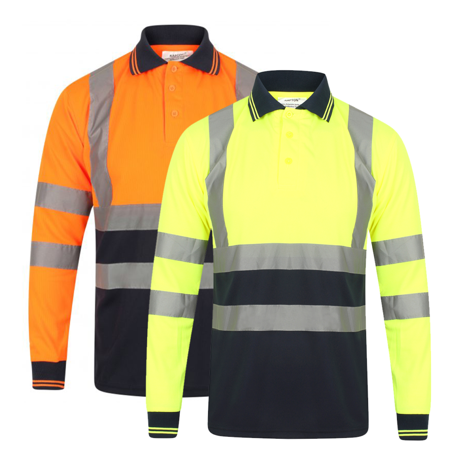 HIGH VISIBILITY TWO-TONE LONG SLEEVE POLO SHIRT