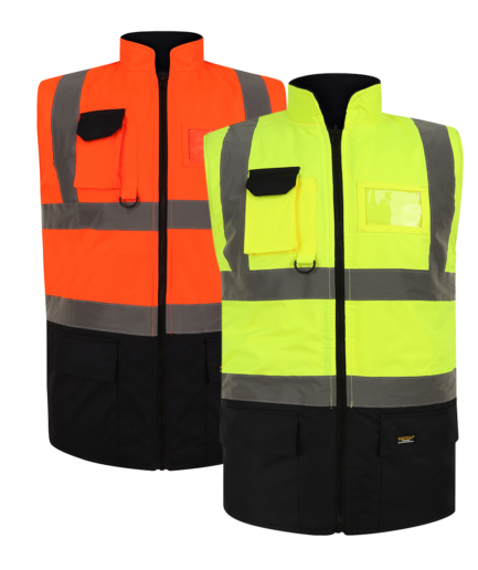 HIGH VISIBILITY TWO-TONE PADDED REVERSIBLE BODY WARMER