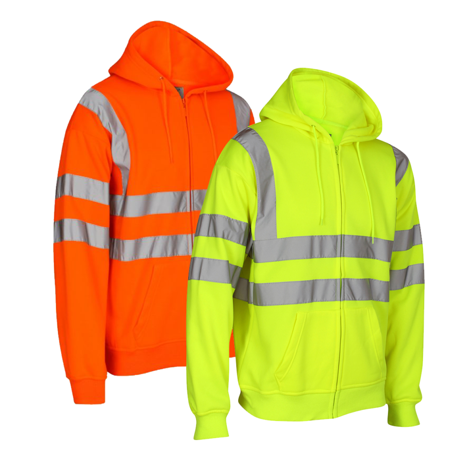 HIGH VISIBILITY ZIP HOODED SWEATSHIRT